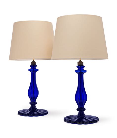 A PAIR OF MOULDED COBALT-BLUE GLASS LAMPS, MODERN | Christie’s