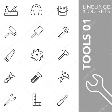 Premium Stroke Icon Set Of Tools Equipment And Implements