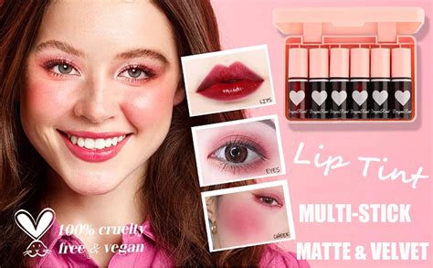 Zarics 6 Colors Lip Tint Stain Set Korean Lip Gloss Lip