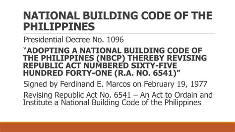 SOLUTION: National building code of the philippines - Studypool