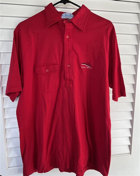 Vintage Pickering Men S Golf Polo Shirt Red Pebble Be Gem