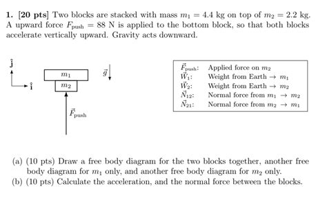 [20 ﻿pts] ﻿two Blocks Are Stacked With Mass M1 4 4kg