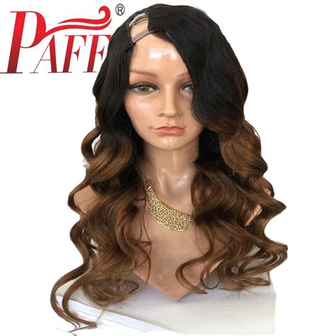 PAFF Ombre U Part Human Hair Wigs Middle Part 180Density Brazilian Remy