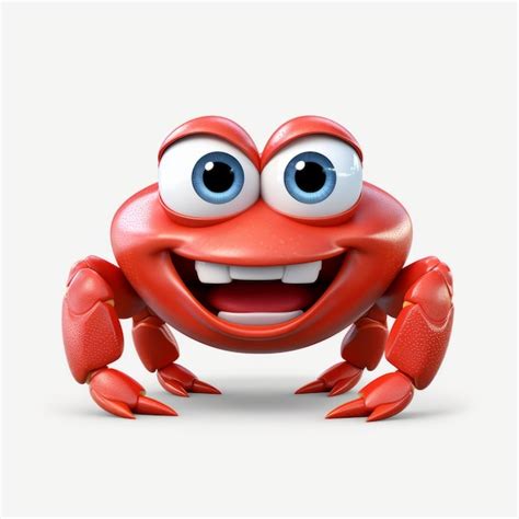 Premium Photo Cute Cartoon Crab With Big Eyes Photorealistic Renderings