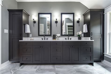 white cabinets dark floors bathroom - Yajaira Sample