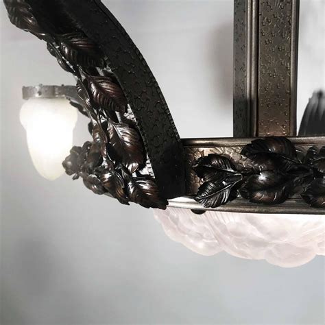 Art Deco Hammered Steel Four Arm Chandelier For Sale At 1stdibs