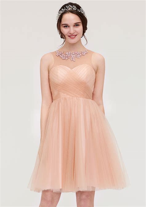 A Line Princess Bateau Sleeveless Knee Length Tulle Bridesmaid Dress