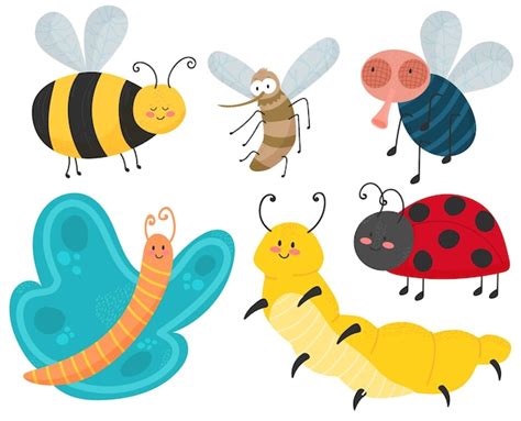 Insectos Lindos Personajes De Dibujos Animados Feliz Sonriente Oruga