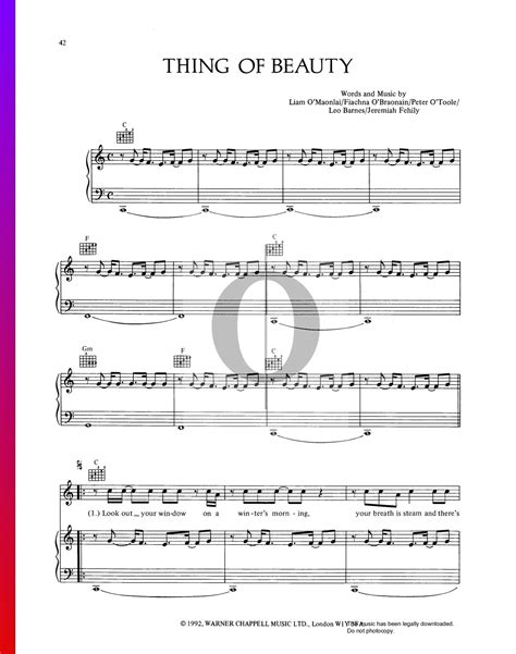 Thing Of Beauty Hothouse Flowers Piano Sheet Music Oktav