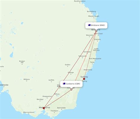 All Flight Routes From Canberra To Brisbane Cbr To Bne Flight Routes