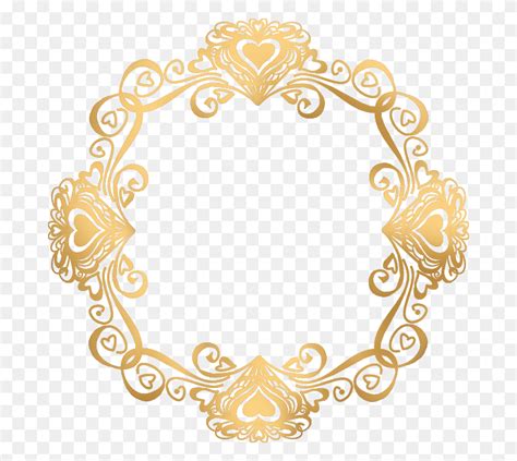 Gold Round Floral Border Transparent Png Clip Art Image