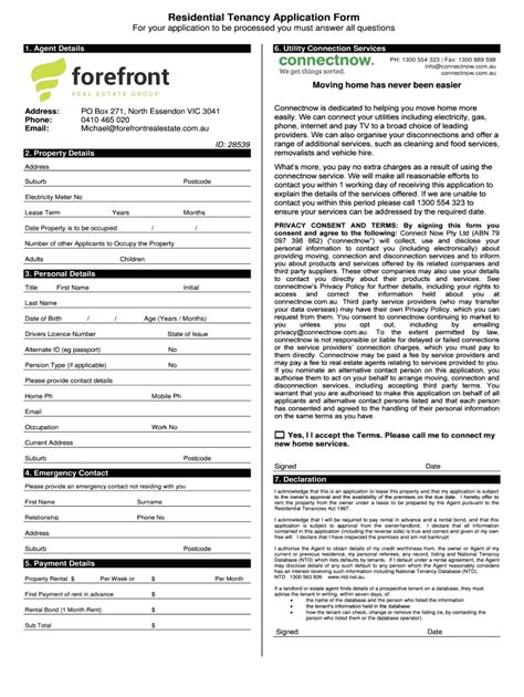 Fillable Online Residential Tenancy Application Form For Your