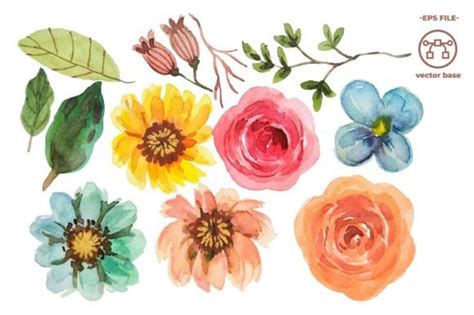 Watercolor Flower Elements Clip Art Graphic By Ian 2201 · Creative Fabrica