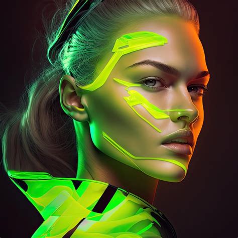 Premium AI Image A Woman With Neon Green Paint On Her Face