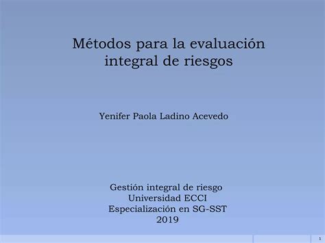 Metodos Para La Evaluacion Integral De Riesgos Ppt