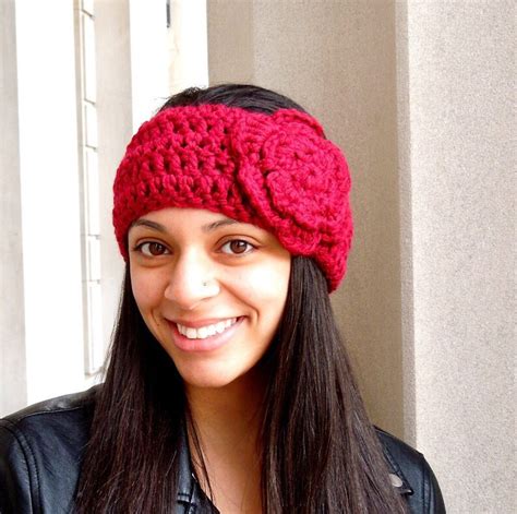 Crochet Headband Flower Headband Ear Warmer Adult Crochet Etsy