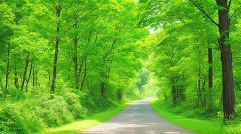 Premium Photo The Beautiful Road Is Surrounded By Greenery