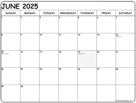 June 2025 with holidays calendar