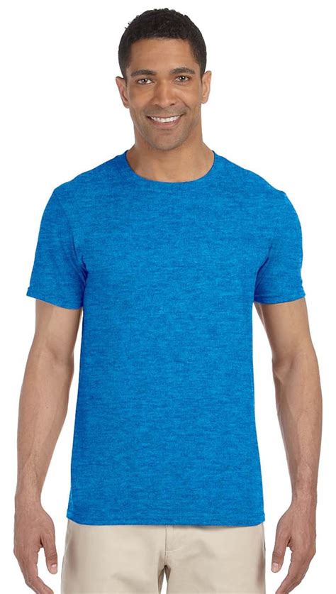 Gildan G640 Softstyle Mens T Shirt Heather Royal Large