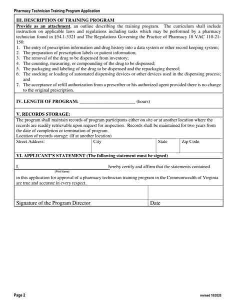 Virginia Application For Approval Of Pharmacy Technician Training Program Fill Out Sign