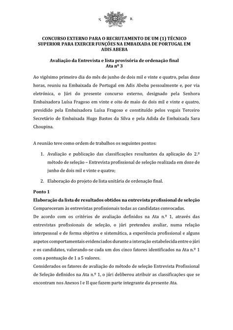 CONCURSO EXTERNO PARA O RECRUTAMENTO DE UM 1 TÉCNICO SUPERIOR PARA