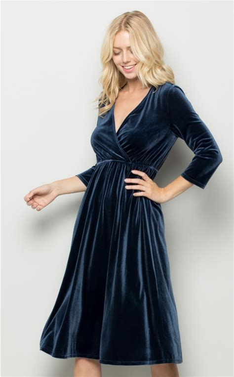 V Neck Wrap Midi Velvet Dress Boho Lifestyle