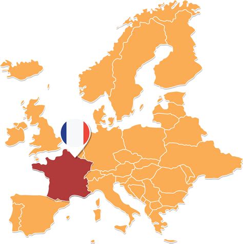 France map in Europe, France location and flags. 24584071 PNG