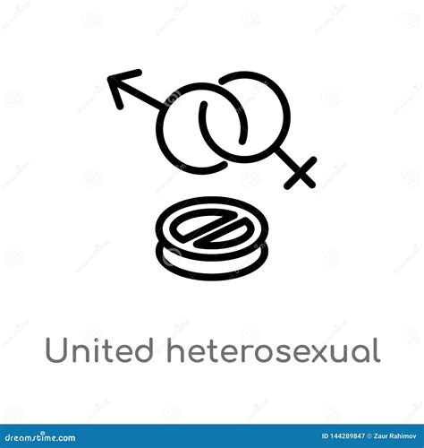 Outline United Heterosexual Vector Icon Isolated Black Simple Line