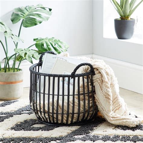 Wicker Black Storage Basket | Dunelm