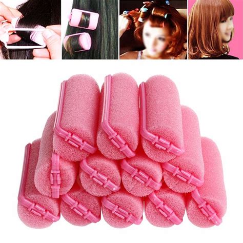 12pcs Set Soft Magic Sponge Foam Cushion Hair Rollers Styling Pink