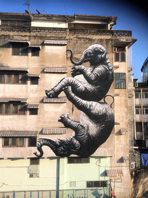 "Elephants" by ROA in Bangkok, Thailand | StreetArtNews | StreetArtNews