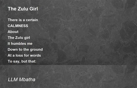 The Zulu Girl - The Zulu Girl Poem by LLM Mbatha