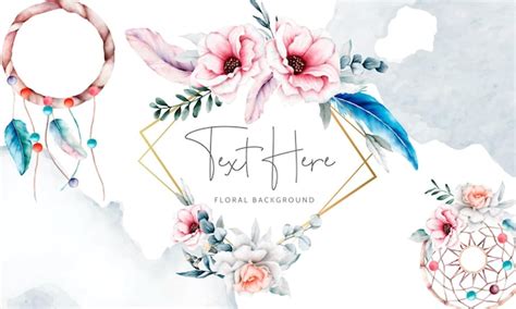 Premium Vector Beautiful Flower And Dreamcatcher Background Template