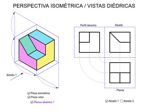 ISOMETRÍA VISTAS DIÉDRICAS GeoGebra