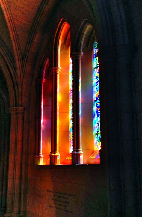 Beautiful Light Pouring Through A Stained Glass Window At The Washington National Cathedral