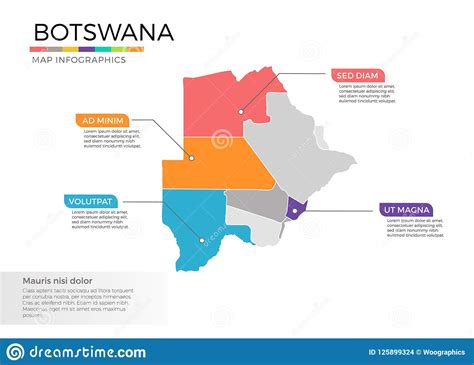 Plantilla Del Vector Del Infographics Del Mapa De Botswana Con Regiones