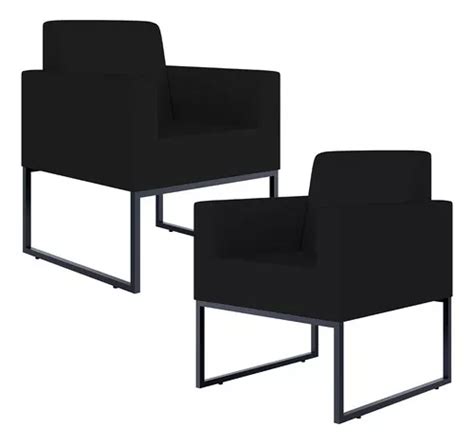 Kit 02 Sillones decorativos para sala de recepción Helô ante negro