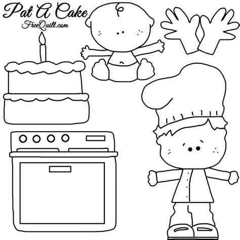 Nursery Rhyme of Pat-A-Cake - Line Drawings of Characters