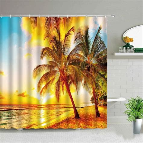 Palm Tree Forest Shower Curtains Tropical Plant Rainforest Landscape