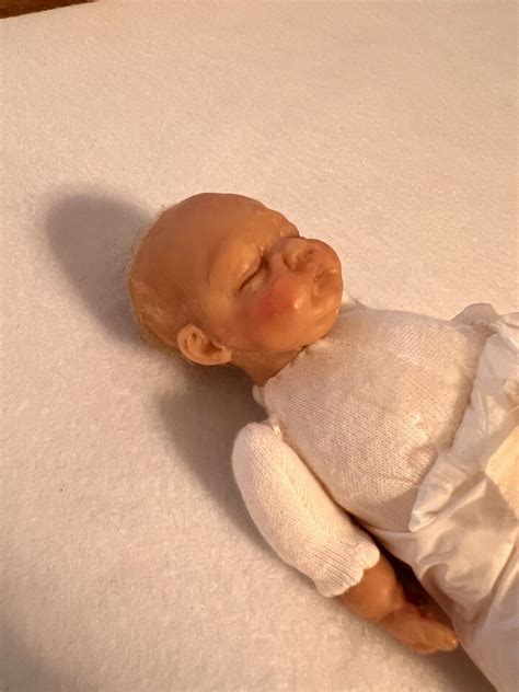 OOAK Hand Sculpted Miniature Baby Polymer Clay Art Doll Hair EBay