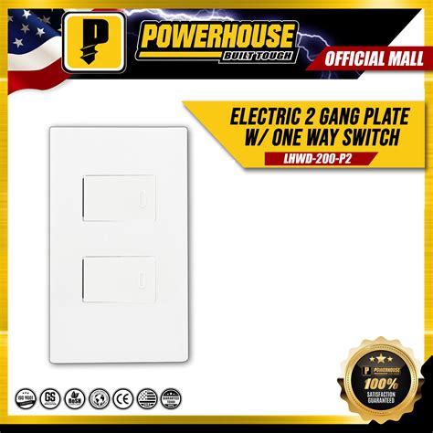 POWERHOUSE Electric 2 Gang Plate W One Way Switch 120mm X 70mm 250V