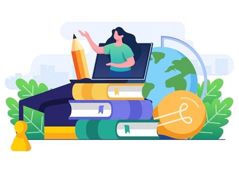 Online Education Flat Vector Illustration Premium Ai Generated Vector