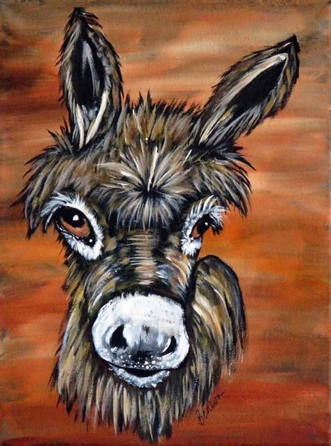 Donkey Wall Art Original Acrylic Painting On Stretched Etsy Farm