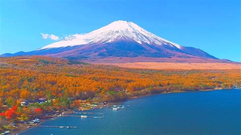 4k映像 絶景ドローン空撮「富士山 秋 紅葉の山中湖」日本の美しい四季 山梨県山中湖村 11月中旬 自然風景 富士五湖 Youtube