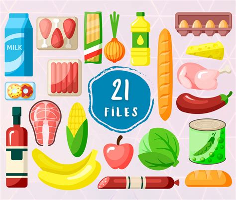 Supermarket Food Svg Set Market Food Digital Files Collection