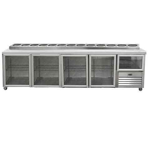 45 Glass Doors Underbar Fridge With Pizza Top Caterstore