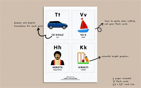 Printable Samoan Alphabet Pi Tautau Flash Cards Etsy