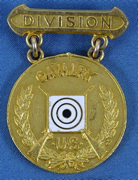 Named 1905 Army Cavalry Division 14K Gold Marksmanship Medal For A 3rd