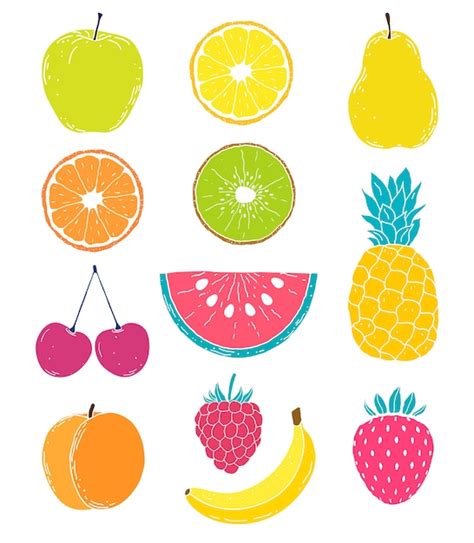 Frutas Dibujadas A Mano Vector Premium