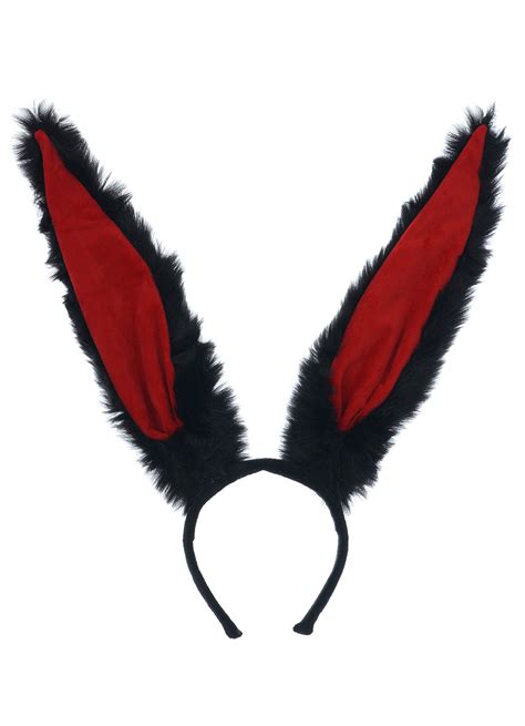 Serre Tête Grande Oreille De Lapin Noir Et Rouge Cosplay Bunny Japan